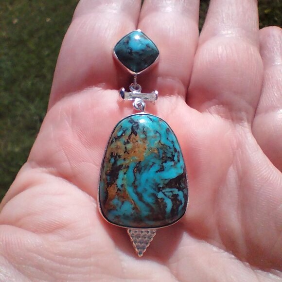 Jay King DTR mine finds Ceremonial Kingman Turquoise slide 925 Sterling Silver - Picture 6 of 15